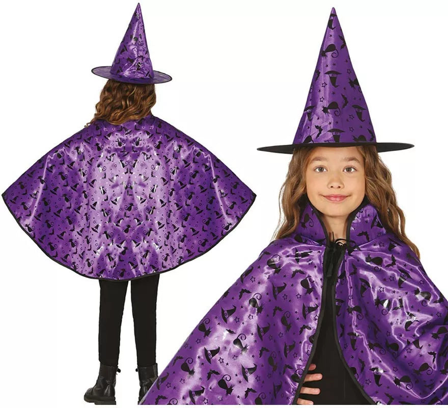 Translation missing: it.Kit de Bruja lila Infantil: Capa y Sombrero