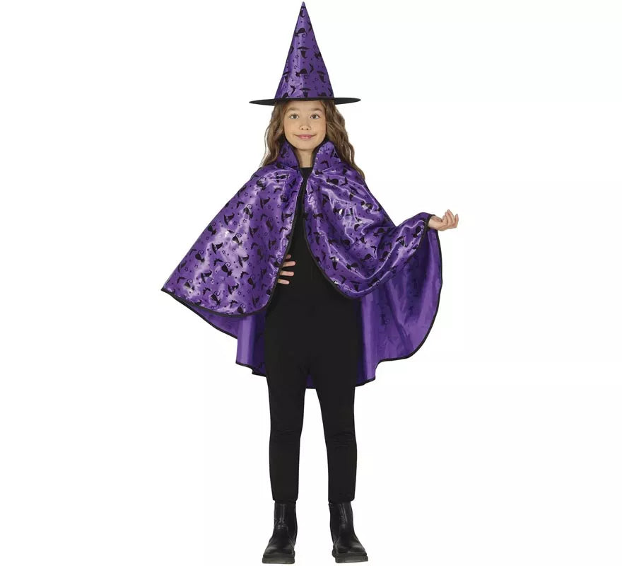 Translation missing: it.Kit de Bruja lila Infantil: Capa y Sombrero
