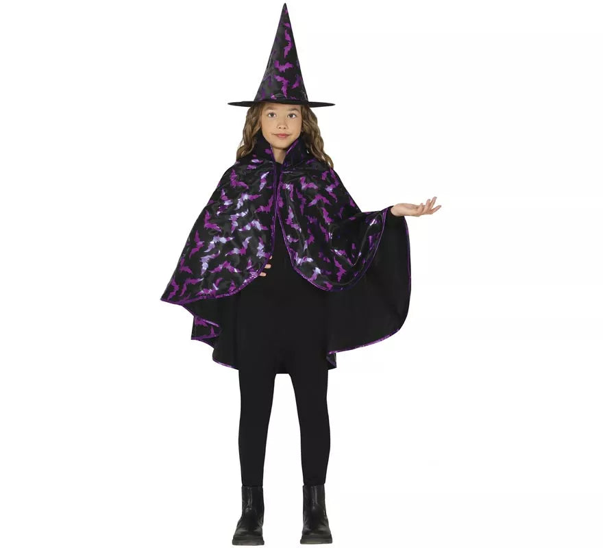 Translation missing: it.Kit de Bruja negro y lila Infantil: Capa y Sombrero
