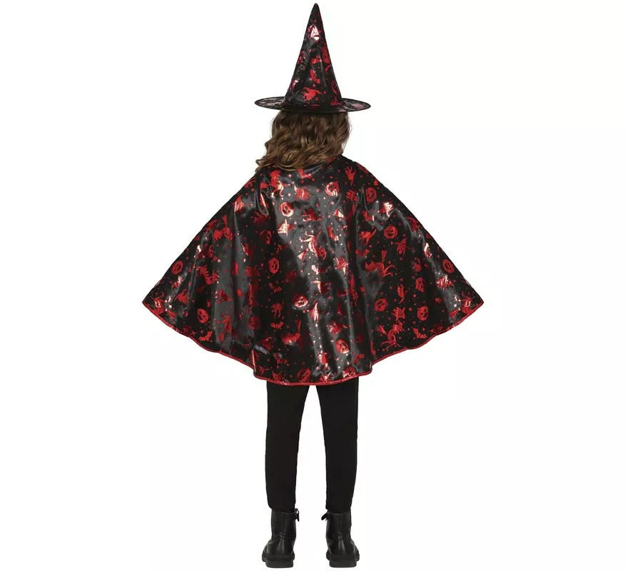 Translation missing: it.Kit de Bruja negro y rojo Infantil: Capa y Sombrero