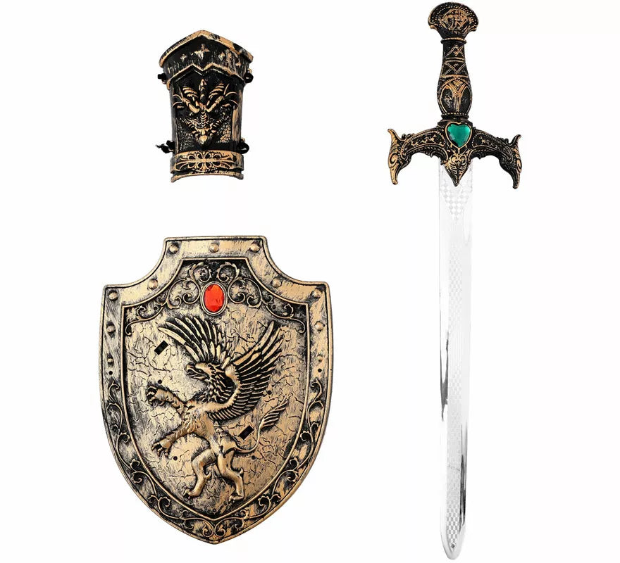 Translation missing: es.Kit de Caballero: Brazalete, Escudo y Espada de 50x13 cm de plástico
