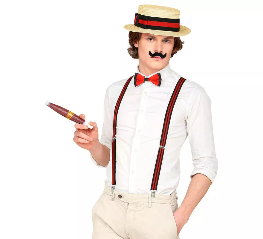 Translation missing: it.Kit de Caballero de los años 20: Sombrero, Tirantes, Pajarita, Puro y Bigote