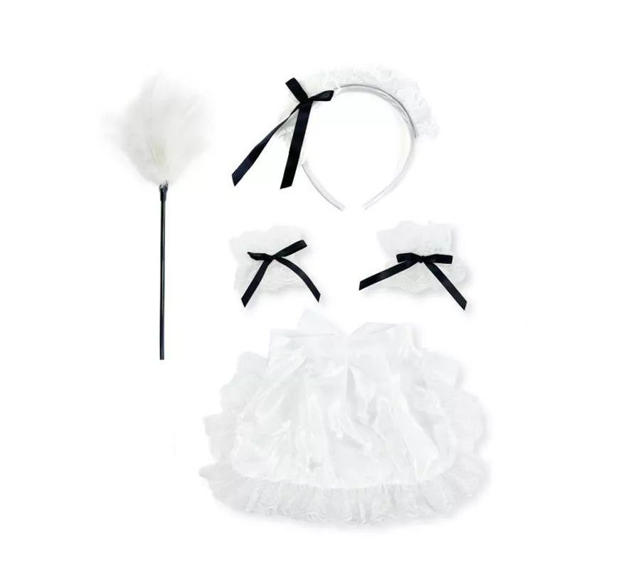 Translation missing: it.Kit de Camarera blanca: Diadema, Plumero, Muñequeras y Delantal