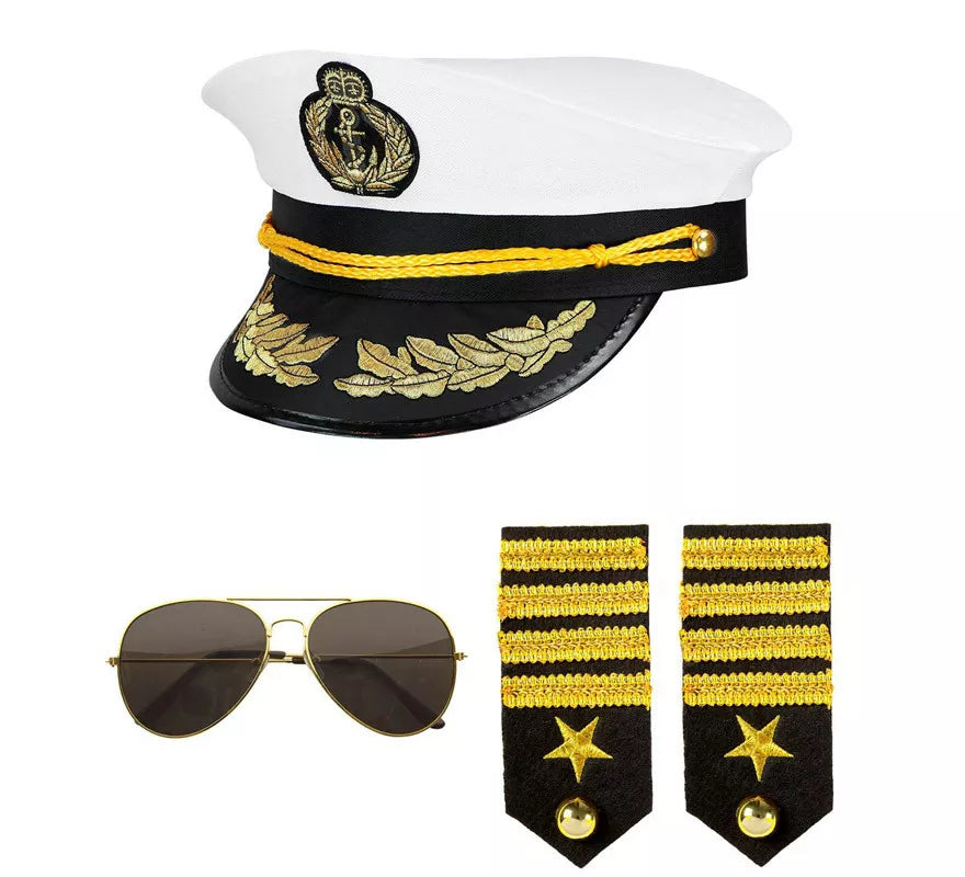 Kit de Capitán Marino: Gorra, Gafas y Presillas de grado