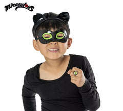 Kit per bambini Cat Noir Miraculous: maschera, cerchietto e anello