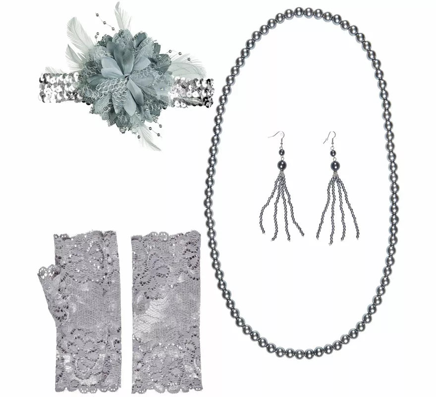 Translation missing: it.Kit de Charleston Años 20: Lazo, Pendientes, Collar y Guantes