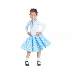 Kit pin up blu per bambina: gonna e foulard