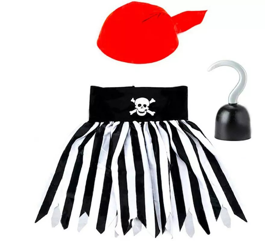 Translation missing: it.Kit de Chica Pirata para niña: Pañuelo, Falda y Garfio