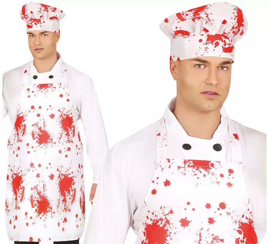 Translation missing: it.Kit de Cocinero: Gorro y Delantal con Sangre 55x70 cm