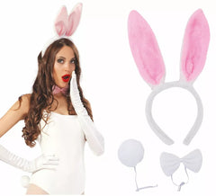 Kit coniglietto bianco: orecchie, papillon e coda