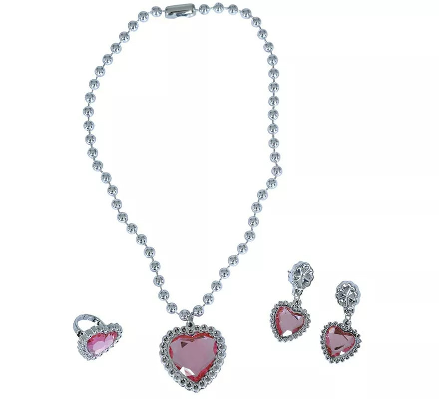 Translation missing: es.Kit de Corazón rosa infantil: Collar, Anillo y Pendientes
