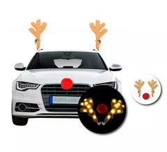 Kit di corna di renna e decorazione per il naso dell'auto con luce