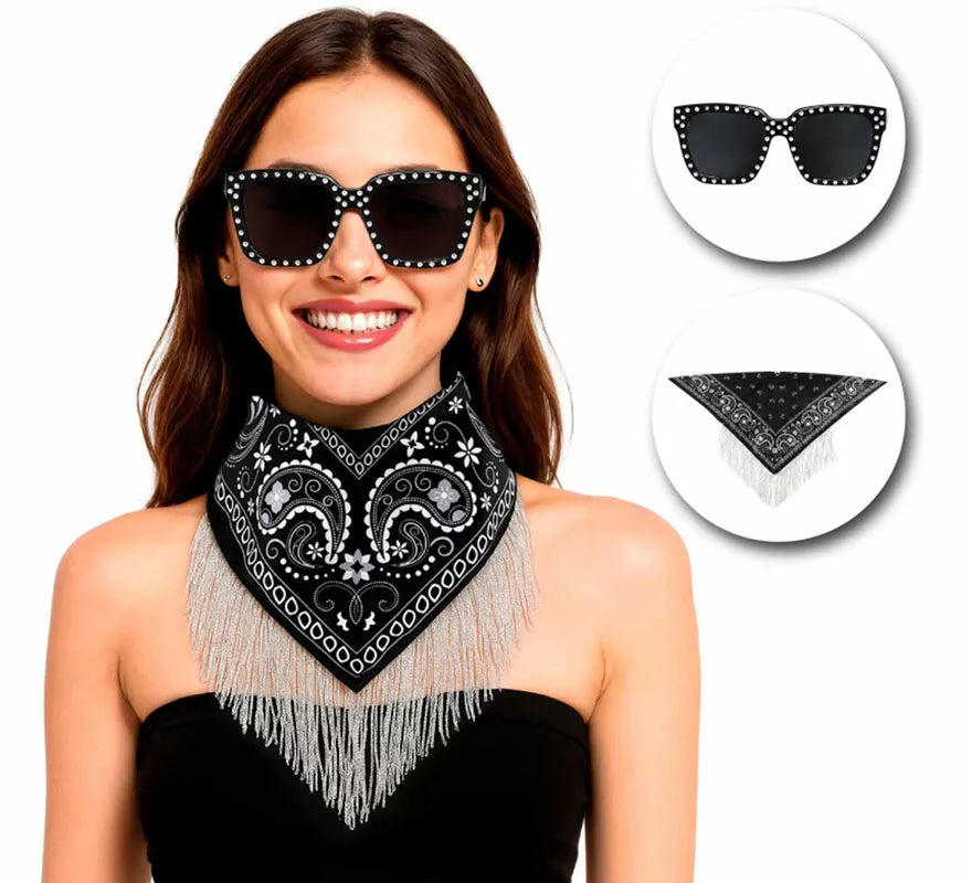 Translation missing: es.Kit de Despedida negro para mujer: Pañuelo y Gafas