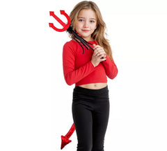 Kit Diavolo: Tridente con coda di paillettes per bambini