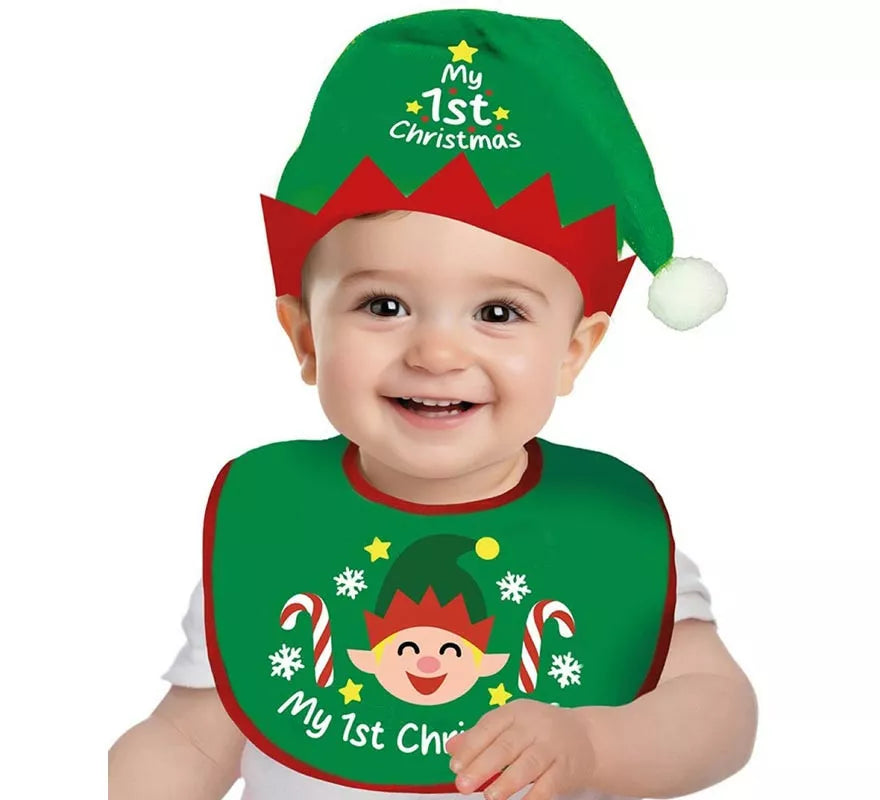 Translation missing: es.Kit de Elfo infantil: Gorro y Babero verde