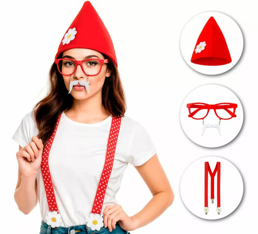 Translation missing: it.Kit de Enanita: Gorro, Gafas con Bigote y Tirantes