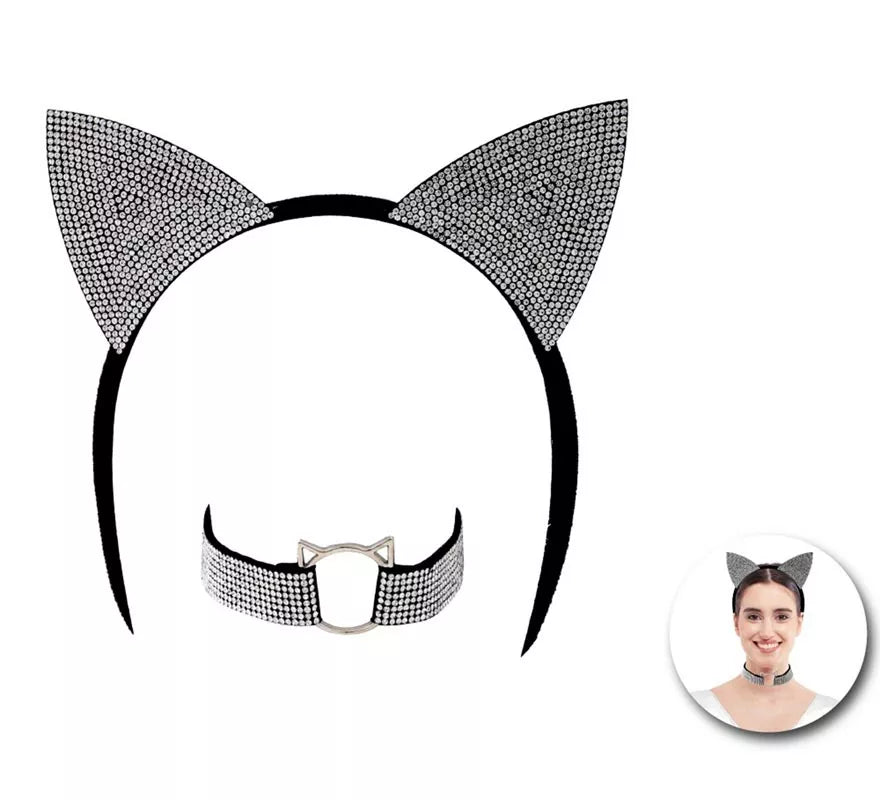 Translation missing: it.Kit de Gata brillante adulto: Diadema y Collar