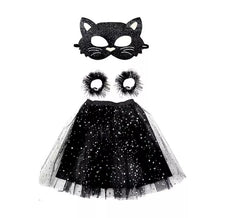 Kit Gatto Nero: Tutù, Braccialetti e Maschera