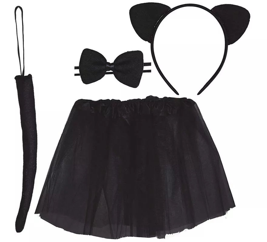 Translation missing: it.Kit de Gatita Infantil: Tutú, Diadema, Pajarita y Cola 30 cm