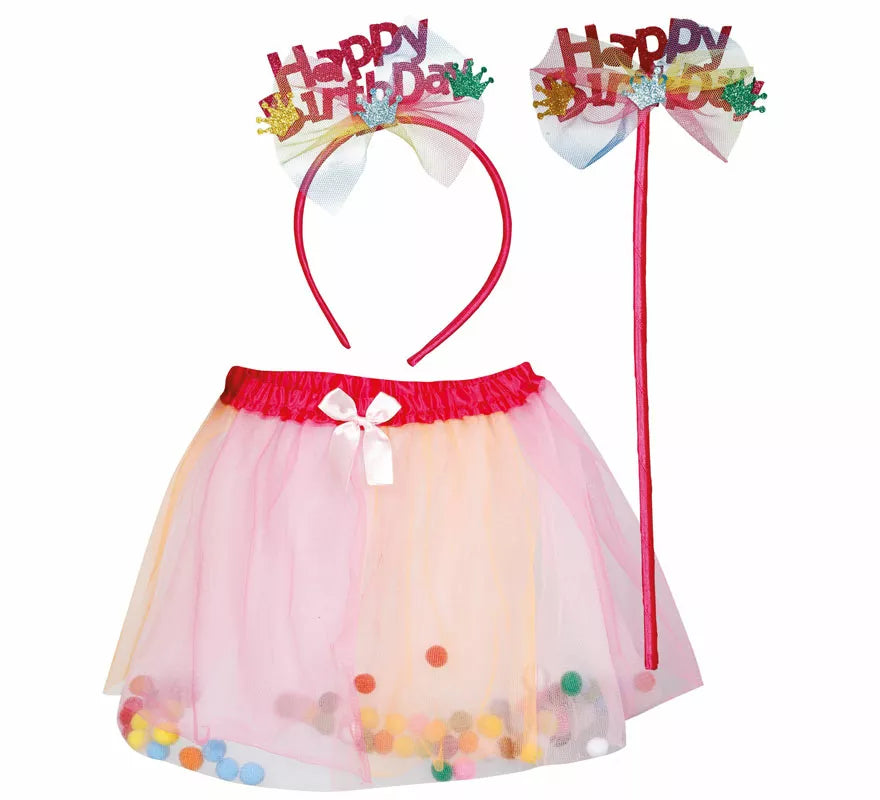 Translation missing: es.Kit de Happy Birthday infantil: Diadema, varita y falda