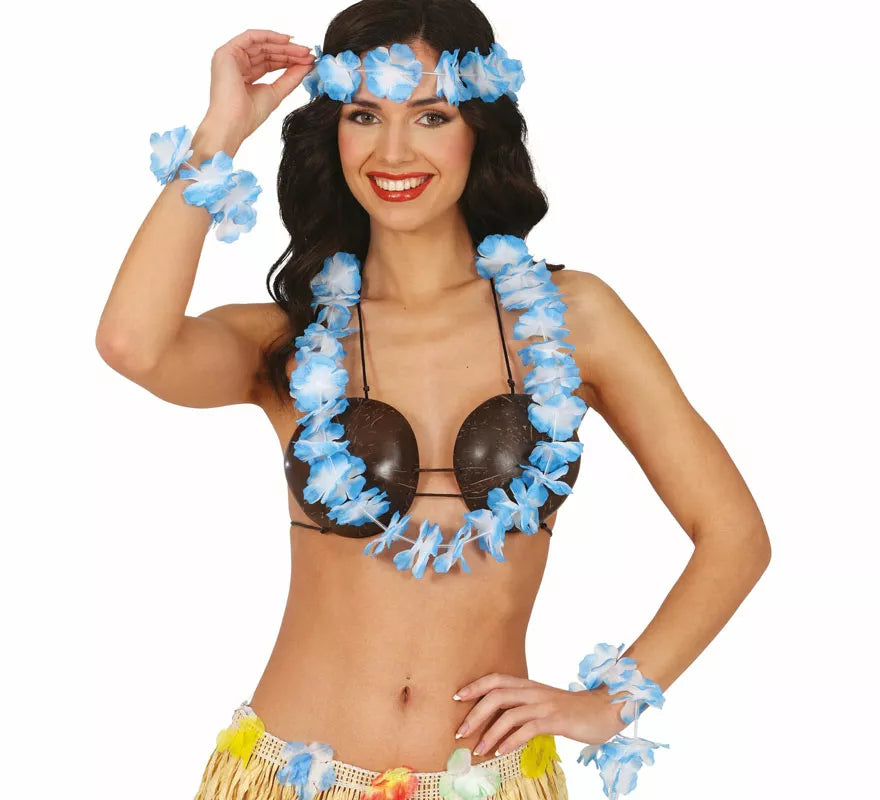Translation missing: es.Kit de Hawaiana azul: Collar, tocado y pulseras
