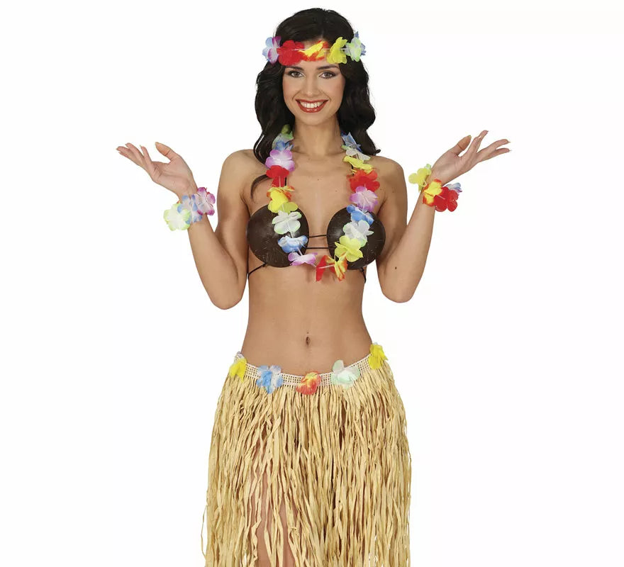 Translation missing: es.Kit de Hawaiana multicolor: Collar, tocado y pulseras