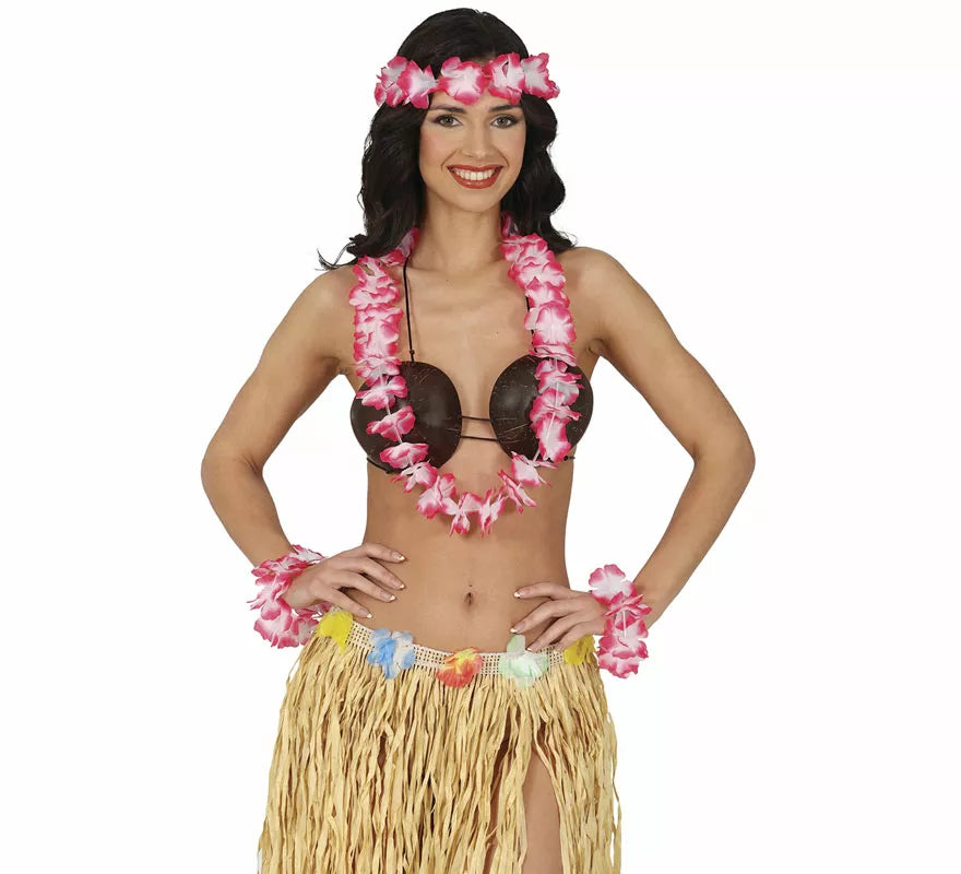 Translation missing: it.Kit de Hawaiana rojo: Collar, tocado y pulseras