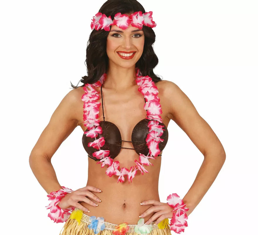 Translation missing: it.Kit de Hawaiana rojo: Collar, tocado y pulseras