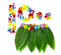 Kit de Hawaii Adulto: Falda de Hojas, Collar, Pulsera y Pendientes