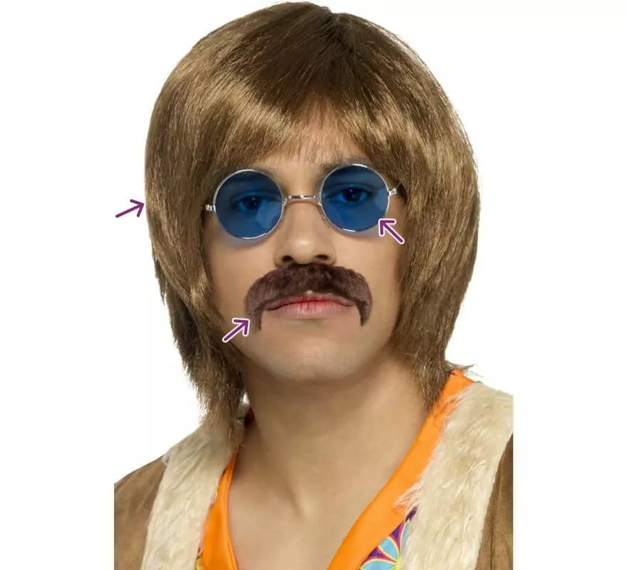 Translation missing: it.Kit de Hippie años 60: Peluca, Bigote y Gafas