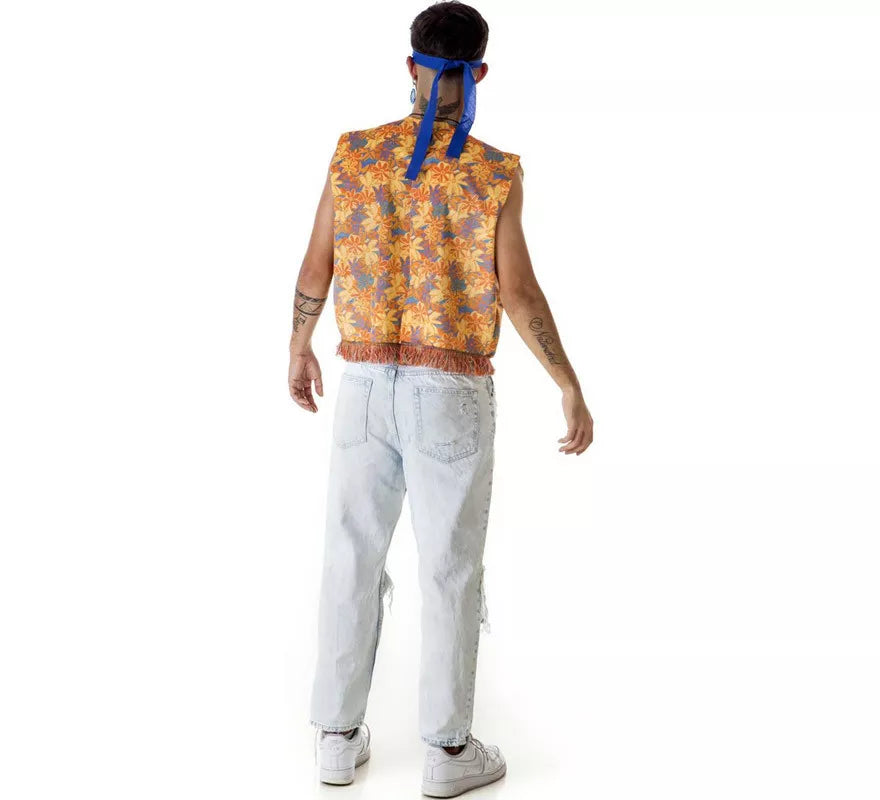 Kit de Hippie Flores para hombre: Chaleco y Cinta para la cabeza
