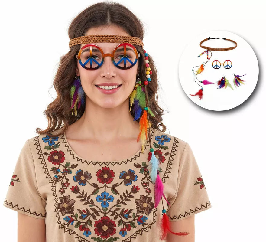 Translation missing: it.Kit de Hippie: Gafas, Pendientes y Cinta con Plumas