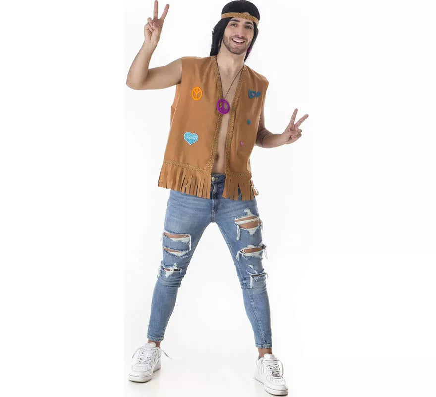 Translation missing: es.Kit de Hippie marrón para hombre: Chaleco y Cinta para la cabeza