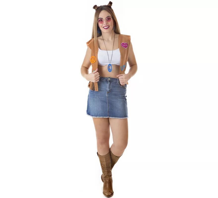Translation missing: es.Kit de Hippie marrón para mujer: Chaleco y Cinta para la cabeza