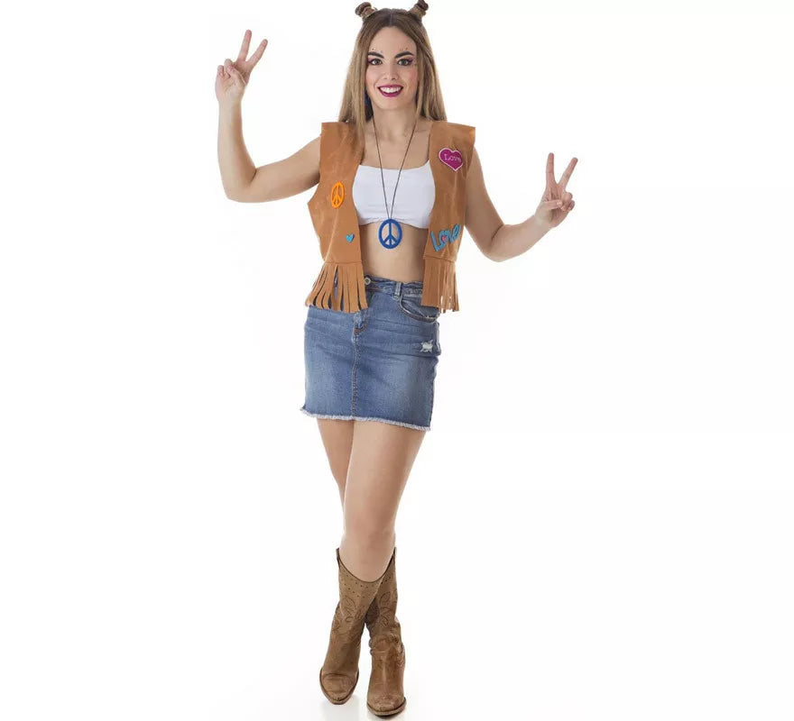 Translation missing: es.Kit de Hippie marrón para mujer: Chaleco y Cinta para la cabeza