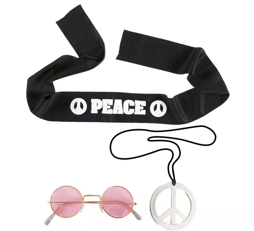 Translation missing: it.Kit de Hippie Peace adulto: Cinta, gafas y collar