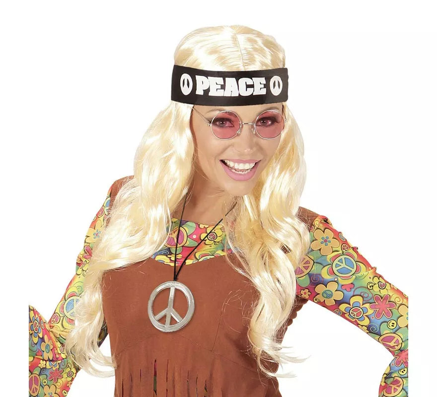 Kit de Hippie Peace adulto: Cinta, gafas y collar