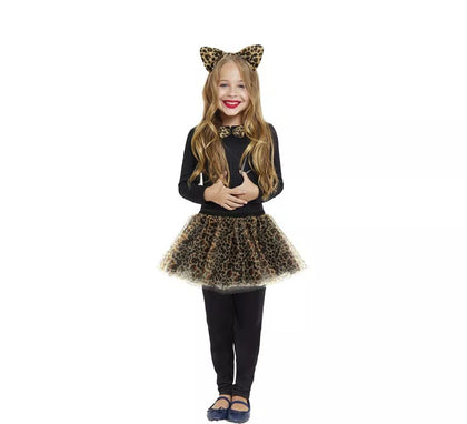 Kit de Leopardo infantil: Tutú, diadema, pajarita y cola