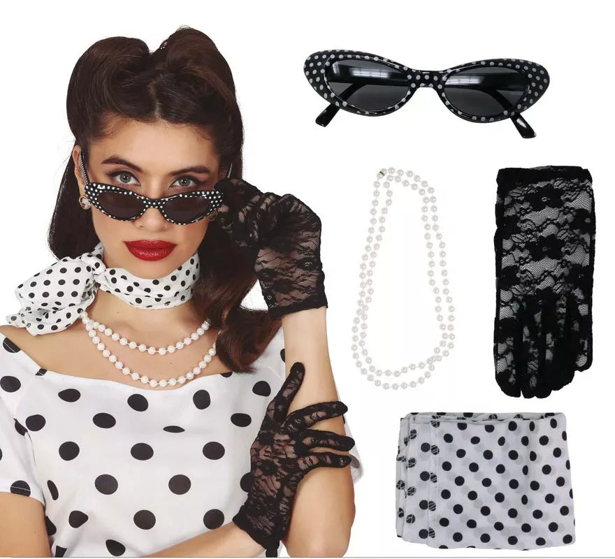 Translation missing: it.Kit de los Años 50: Cinta, Gafas, Collar y Guantes