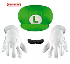 Kit adulto Luigi Super Mario Nintendo: berretto, guanti e baffi