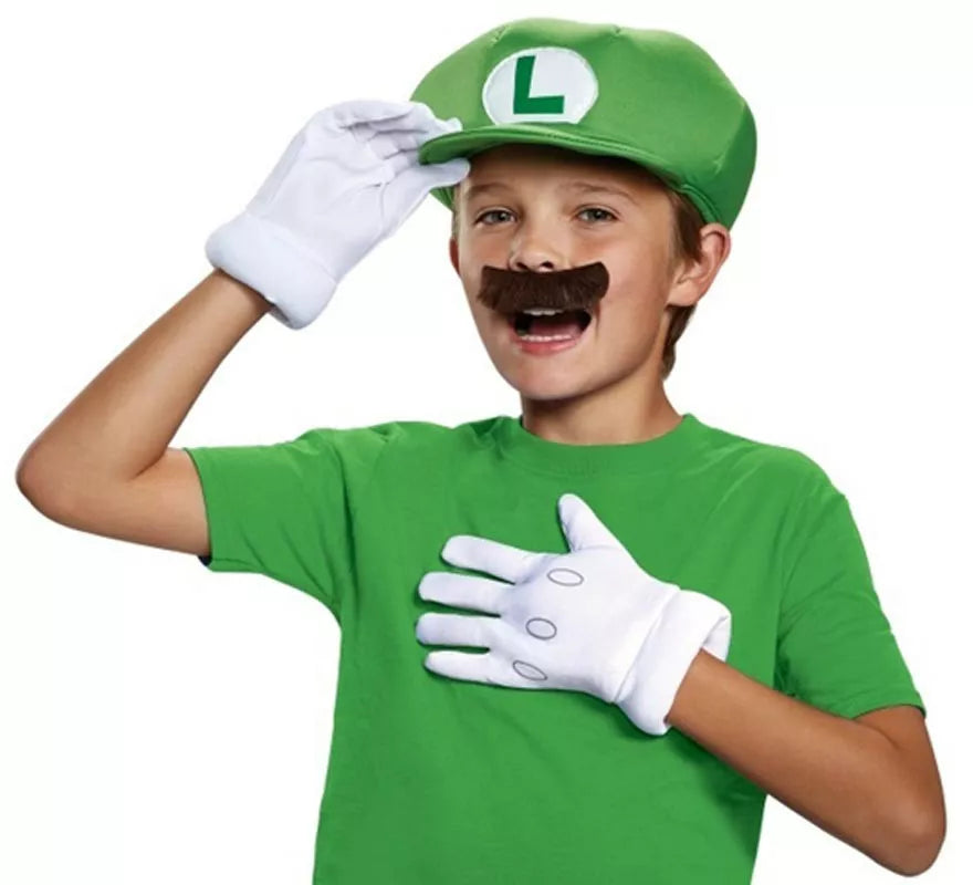Translation missing: it.Kit de Luigi Super Mario Nintendo Infantil: Gorra, guantes y bigote