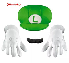 Kit per bambini Luigi Super Mario Nintendo: berretto, guanti e baffi
