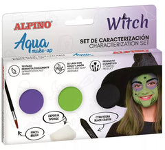 Kit trucco strega: 3 colori, pennello e spugnetta