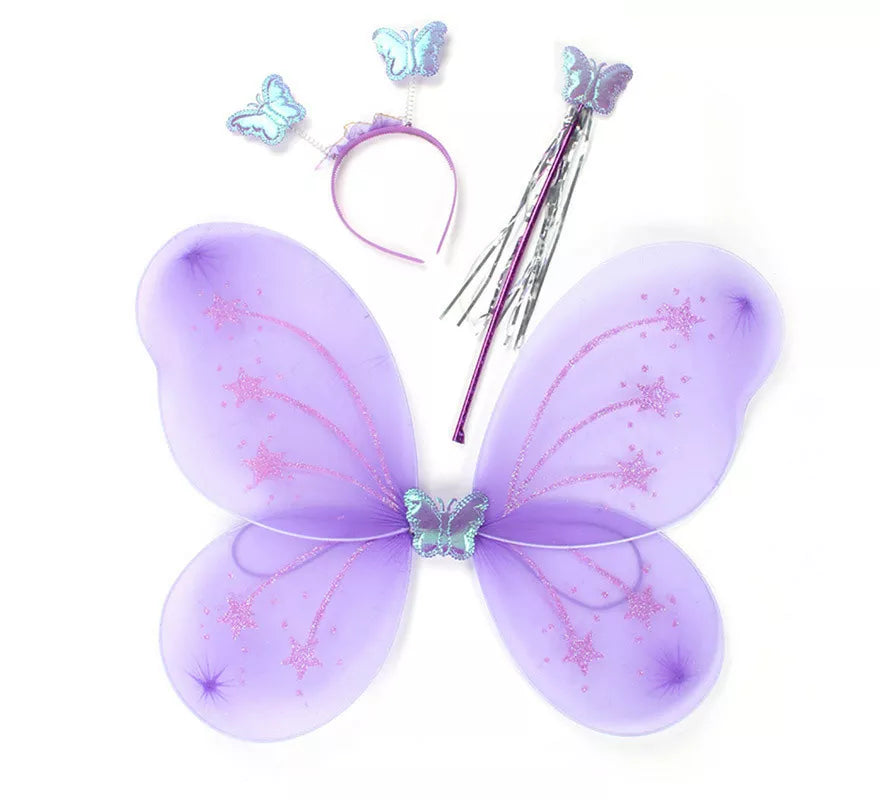 Translation missing: it.Kit de Mariposa Lila: Diadema, Varita y Alas de 55 cm