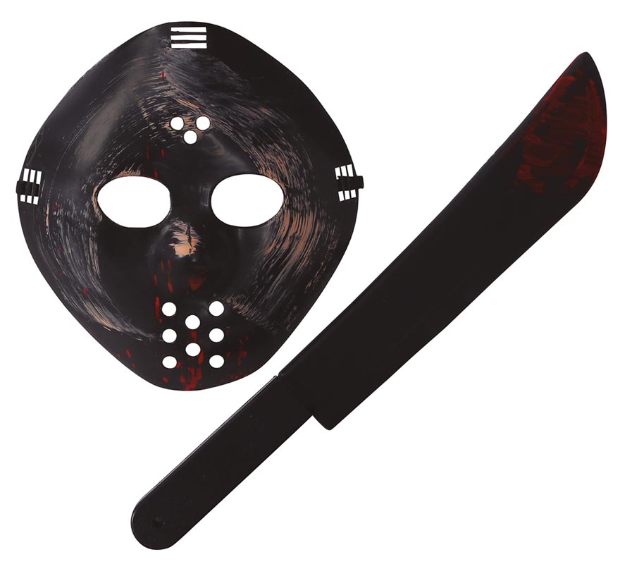 Translation missing: it.Kit de Máscara y Machete de Asesino 54 cm