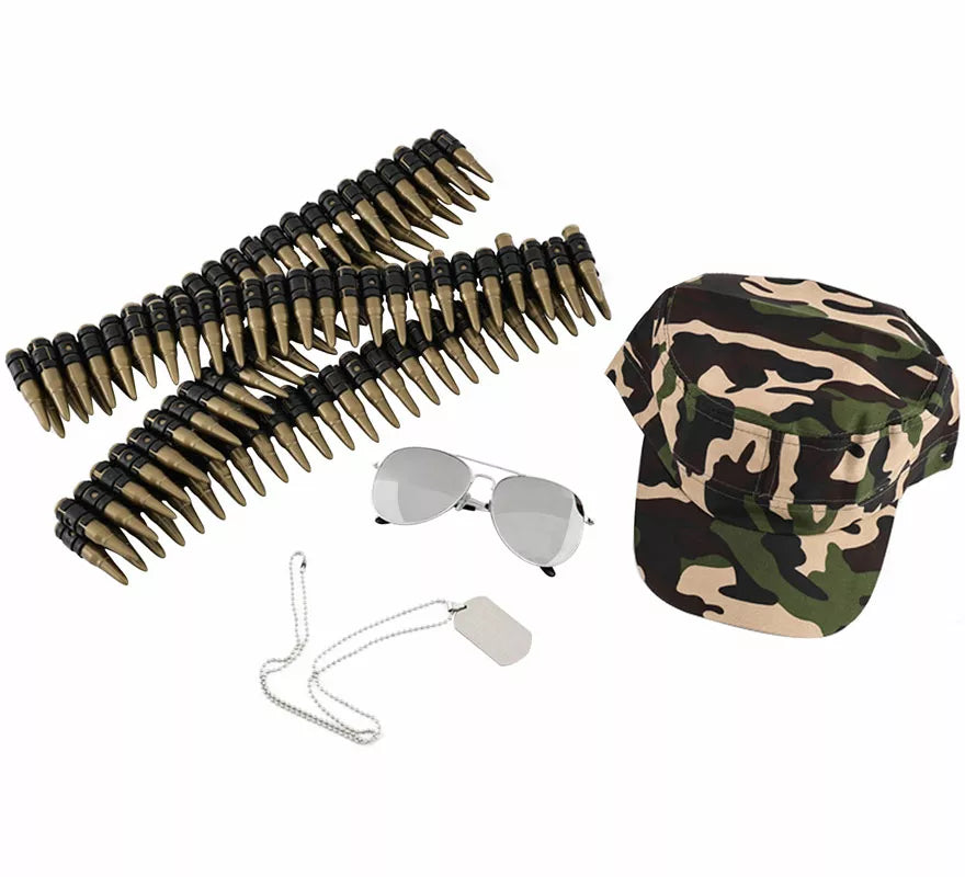 Translation missing: it.Kit de Militar: Gorra, Gafas, Placa y Balas