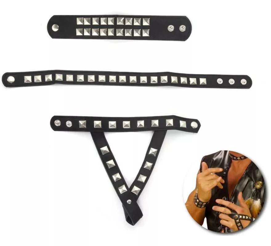 Translation missing: es.Kit de Motero con tachuelas: Collar, Pulsera y Pulsera anillo
