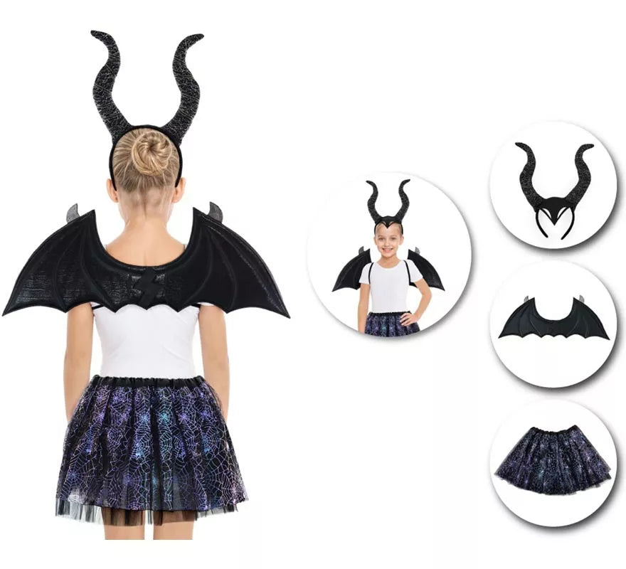 Translation missing: it.Kit de Murciélago negro Infantil: Tutú, Diadema y Alas