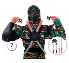 Kit Ninja: 2 spade, 2 stelle, 2 coltelli e 1 gilet per armi