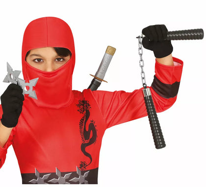 Kit de Ninja infantil: Nunchakus, 2 estrellas y espada